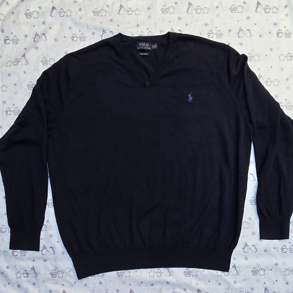 Polo by Ralph Lauren Men's Navy V-Neck Sweater - Picture 1 of 6